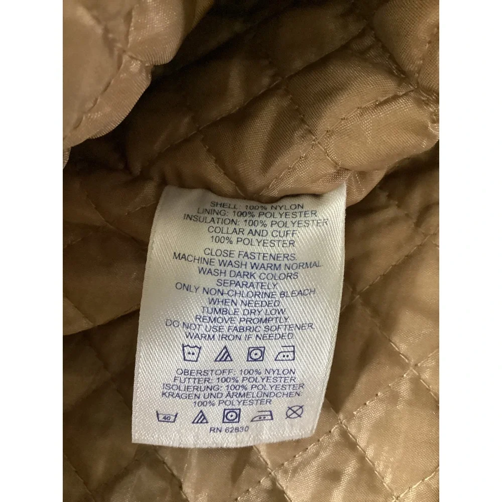 Lands End 1X Womens Dark Brown‎ Quilted Lined Hooded Parka Coat Water Resistant